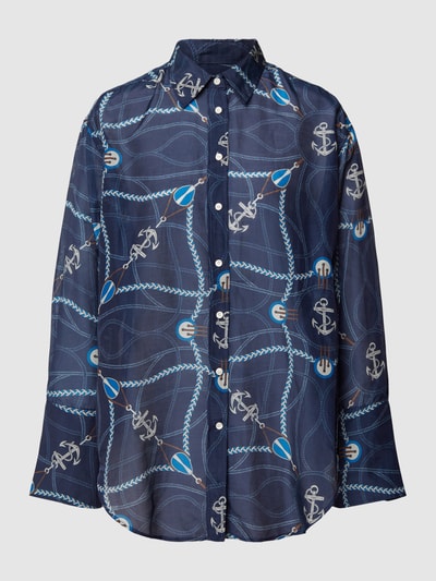 Gant Overhemdblouse met all-over motief Marineblauw - 2