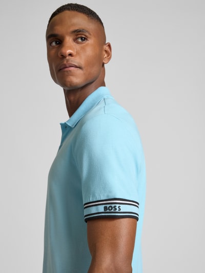 BOSS Green Slim Fit Poloshirt aus reiner Baumwolle Hellblau 3