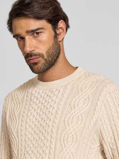 Jack & Jones Premium Strickpullover mit gerippten Abschlüssen Modell 'BLUSEAN' Offwhite Melange 3