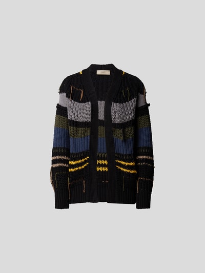 Maison Flaneur Strickjacke im Destroyed-Look Olivgrün 2