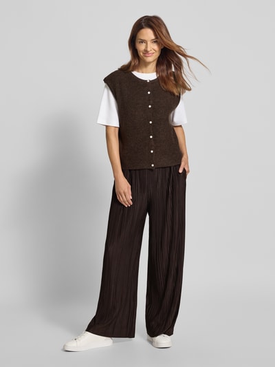 Samsøe Samsøe Spodnie materiałowe z szeroką nogawką i plisami model ‘UMA’ Czekoladowy melanż 1