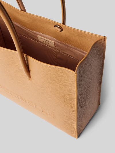 Coccinelle Handtas van leer met labelprint, model 'MYRTHA' Camel - 5