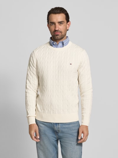 Tommy Hilfiger Regular fit gebreide pullover van zuiver katoen Ecru - 4