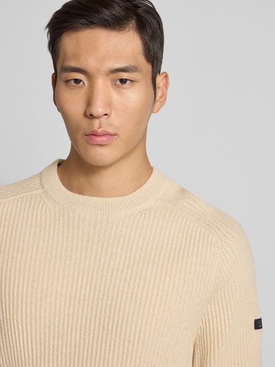 camel active Gebreide trui van wol met ronde hals Offwhite gemêleerd - 3