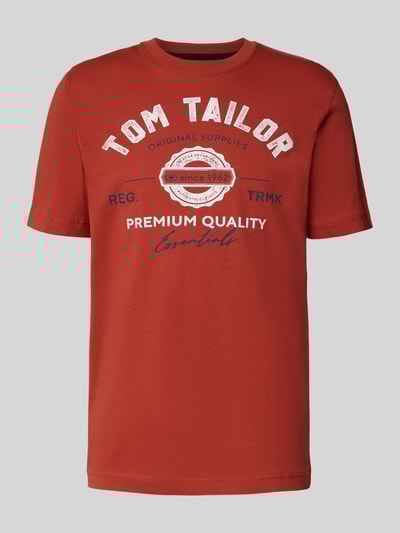 Tom Tailor Regular Fit T-Shirt aus reiner Baumwolle Dunkelrot 2