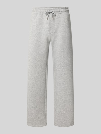 Produktfoto, Regular Fit Sweatpants aus Material-Mix Modell 'BILL LEGACY' von JACK & JONES, hellgrau, elastischer Bund, gerader Schnitt, glatte Textur, Eingrifftaschen, Kontext: Herren Sweatpants, elastischer Bund mit Tunnelzug, Innenbeinlänge 77 cm bei Größe M.