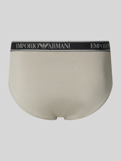 Produktfoto, Slim Fit Slips mit Logo-Stitching im 3er-Pack von Emporio Armani, Herren, neutraler Farbton, Baumwoll-Mix, Elastischer-Logo-Bund