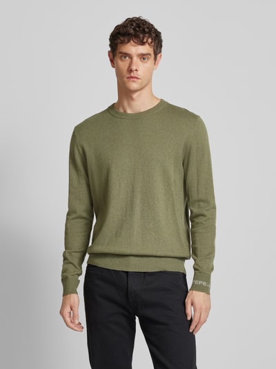 Pepe Jeans Strickpullover mit Rundhalsausschnitt Modell 'Andre' Oliv 4