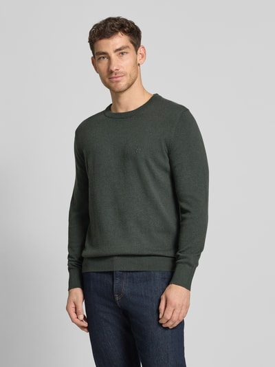 Marc O'Polo Regular fit pullover van katoenmix met scheerwol Grafiet - 4