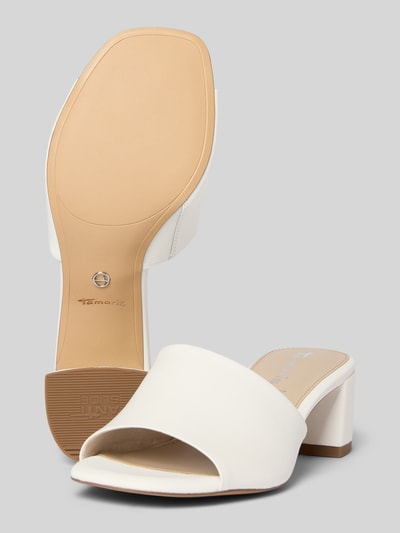 Tamaris Lederslides mit Blockabsatz Weiss 4