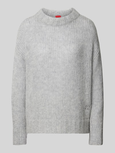 HUGO Wollpullover mit Label-Stitching Modell 'Sloossy' Hellgrau 2