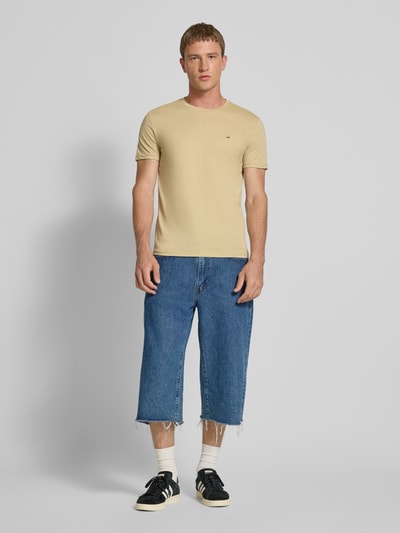 Tommy Jeans Regular Fit T-Shirt aus Baumwoll-Mix Beige Melange 1
