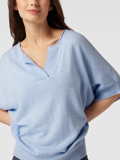 Repeat Gebreid shirt met serafinohals, model 'Cape' Lichtblauw - 3