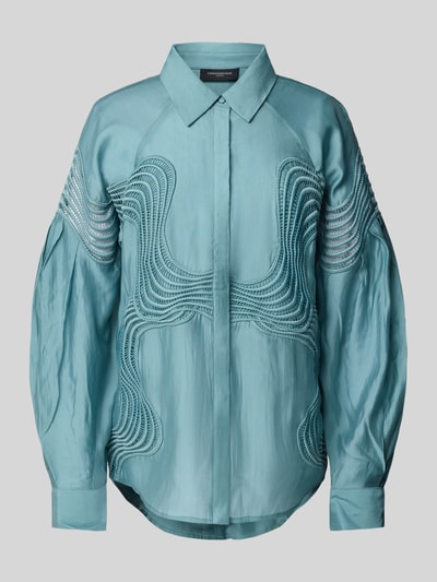 Copenhagen Muse Bluzka koszulowa z krytą listwą guzikową model ‘MOLLY’ Petrol 2