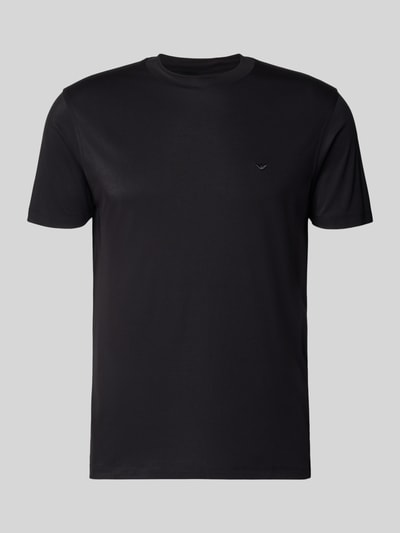Produktfoto, schwarzes Regular Fit T-Shirt mit Rundhalsausschnitt von Emporio Armani, Modal-Mix, kurzärmlig, glatte Textur