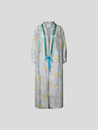 Forte Forte Leinenkaftan mit Allover-Print Helltuerkis 2