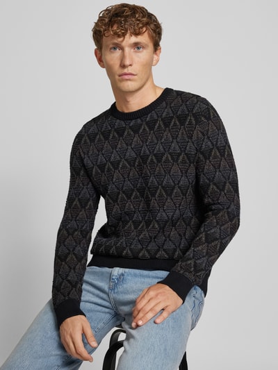 Jack & Jones Premium Sweter z dzianiny z prążkowanymi wykończeniami model ‘EDDIE’ Czarny 3