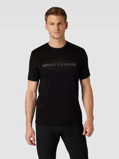 ARMANI EXCHANGE T-shirt z obszyciem z kamieni stras Czarny 4