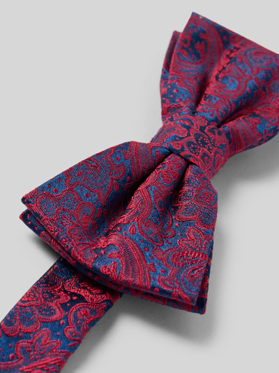Produktfoto, Seidenfliege mit Paisley-Muster Modell 'Flavio' von MONTI in Blau und Rot, Optik: Unifarben, Passform: Klassisch, Material: Reine Seide
