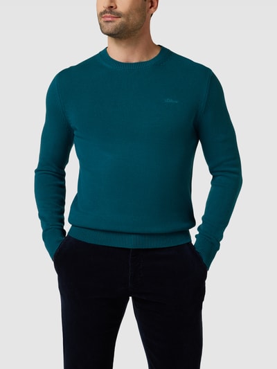 s.Oliver RED LABEL Strickpullover mit Rundhalsausschnitt Modell 'Basic Crewneck' Petrol 4