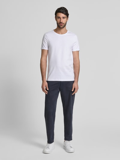 JOOP! JEANS T-Shirt mit geripptem Rundhalsausschnitt Modell 'Caspian' Weiss 1