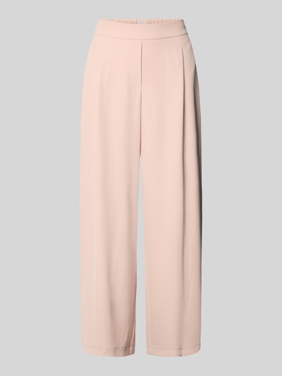 Produktfoto, Stoffhose mit elastischem Bund von Jake*s Collection in Beige, Material-Mix mit Stretch-Anteil, weite Beine, gelegte Falten.