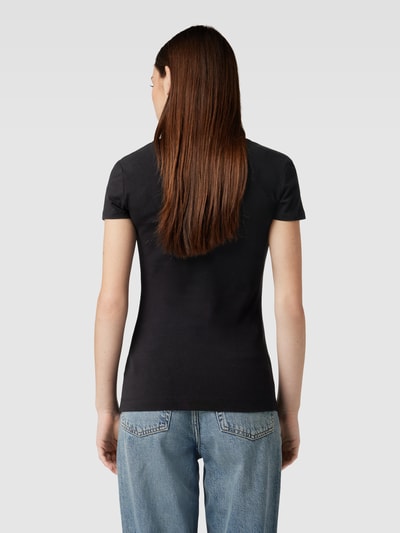 Guess T-Shirt mit Label-Muster aus Strasssteinbesatz Black 5