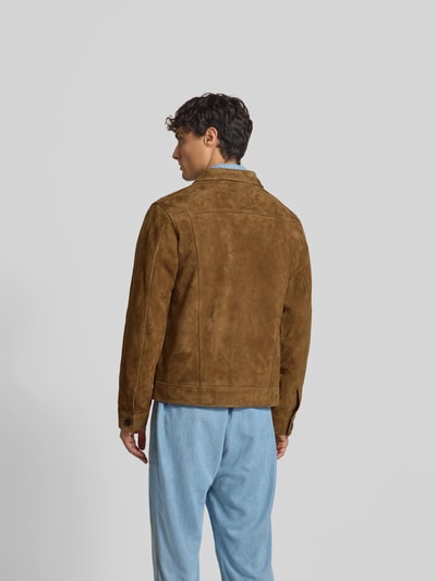 Officine Générale Regular Fit Jacke aus reinem Ziegenleder Mittelbraun 5