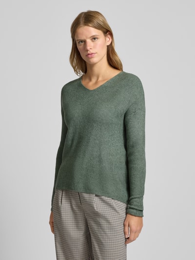 Only Regular Fit Strickpullover mit V-Ausschnitt Modell 'CAMILLA' Schilf 4
