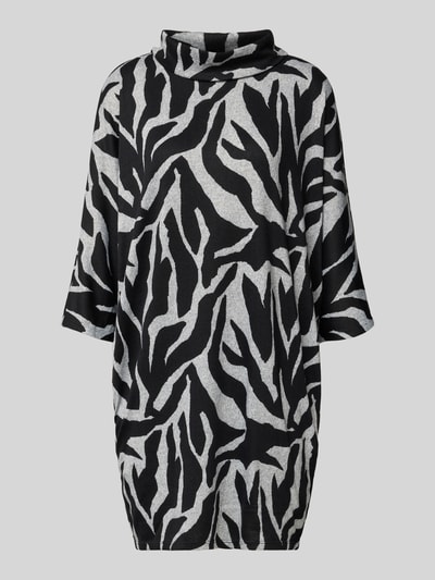 Apricot Relaxed fit gebreide jurk met wijde col Lichtgrijs - 2