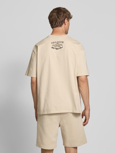 Pegador Oversized T-shirt met labelstitching, model 'Hamker' Beige - 4