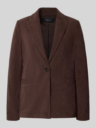 Produktfoto, Regular Fit Longblazer mit Cordstruktur von S. OLIVER BLACK LABEL, jednokolorowy, kołnierz z połami, zapięcie na 1 guzik, długi rękaw, kieszenie z wypustkami