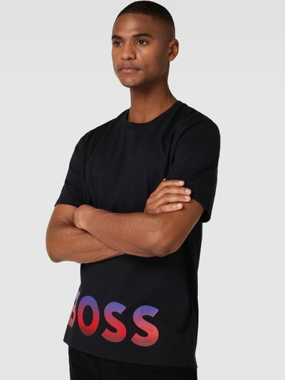 BOSS T-shirt met labelprint Zwart - 3