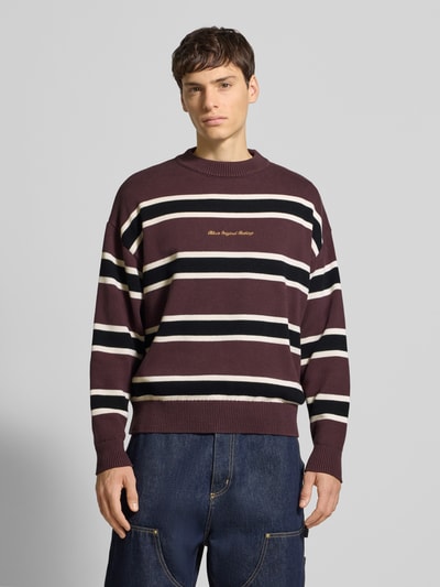 BLKVIS Gebreide pullover met streepmotief en labelstitching Prune - 4