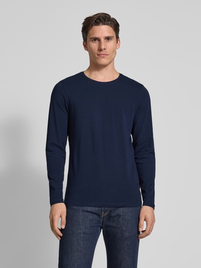 Casual Friday Slim fit shirt met lange mouwen en stretch, model 'Theo'  Marineblauw - 4