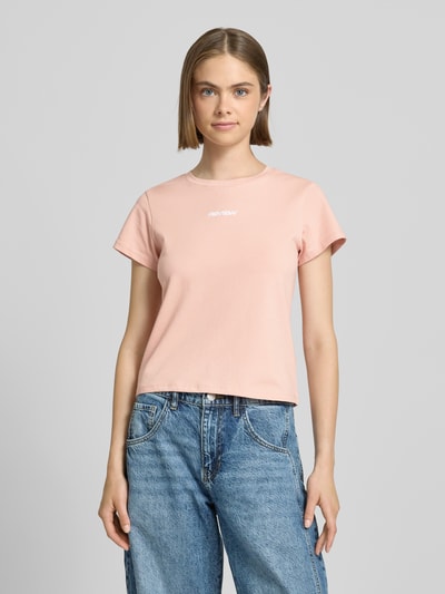 Review T-Shirt mit Label-Stitching und Rundhalsausschnitt Altrosa 4