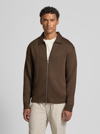 SELECTED HOMME Regular Fit Sweatjacke aus Viskose-Mix Modell 'EMANUEL' Dunkelbraun 4