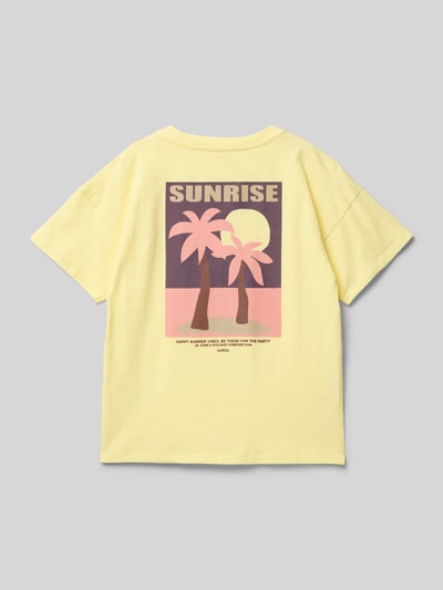 Garcia T-Shirt mit Label-Print Hellgelb 3