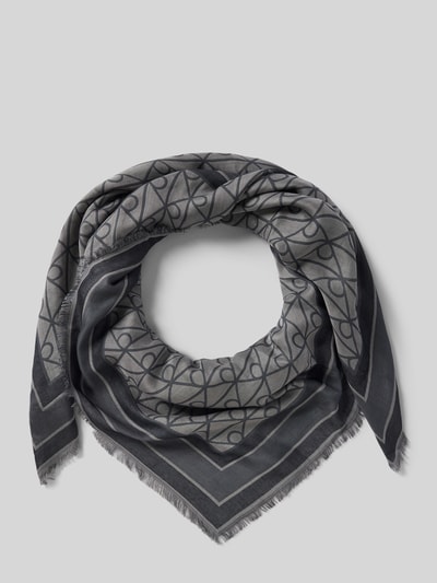 Productfoto, Tuch aus Modal im Allover-Look van CK Calvin Klein, effen grijze en zwarte kleuren, geometrische patronen, franjes, dames sjaal van puur modal