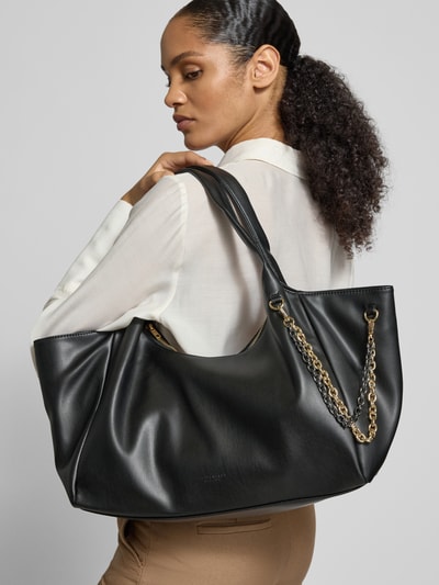 Seidenfelt Handtas met hengsels, model 'LAINIO' Zwart - 1