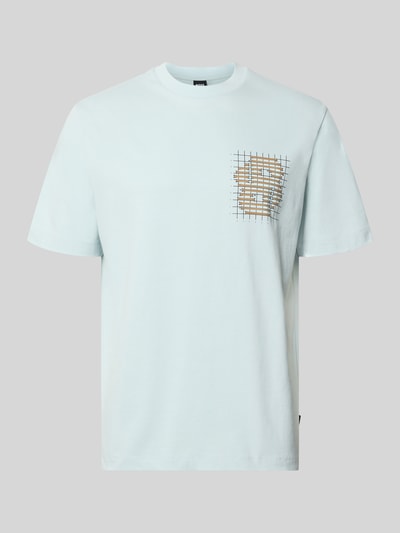 Produktfoto, lichtblauw regular fit T-shirt uit pure katoen model 'C-Tigerman 49' van BOSS met grafisch tijgermotief op borst, heren T-shirt