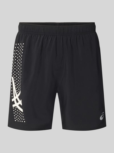 Productfoto, Regular Fit Shorts met geïntegreerde slip Model 'ICON' van ASICS TIGER, logoprint, elastische band, heren, zwarte kleur, bandwijdte maat M 37 cm, binnenbeenlengte maat M 18 cm