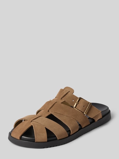 Steve Madden Clogs aus Leder mit Dornschließe Modell 'Mamba' Taupe 1