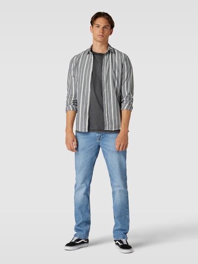 Tom Tailor Denim Regular Fit Freizeithemd mit Streifenmuster Modell 'striped' Marine 1
