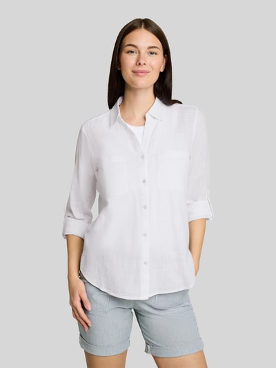 Tom Tailor Regular Fit Hemdbluse aus reiner Baumwolle Weiss 4