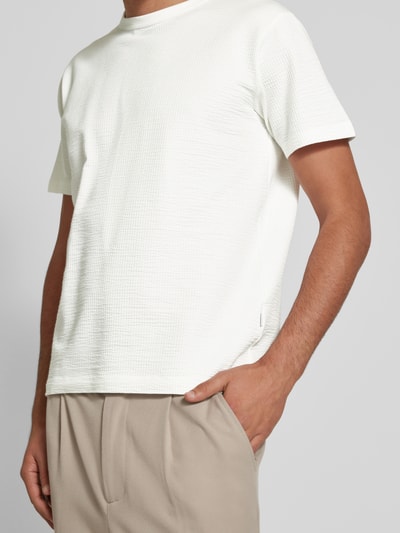 SELECTED HOMME T-Shirt mit geripptem Rundhalsausschnitt Modell 'SANDER' Offwhite 3