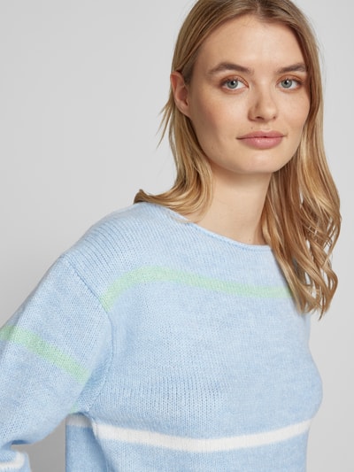 s.Oliver RED LABEL Relaxed Fit Strickpullover mit Rollsaum und Ballonärmeln Bleu 3