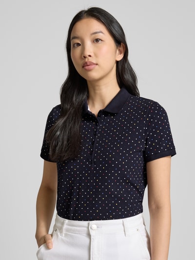 Christian Berg Woman Regular Fit Poloshirt mit Strukturmuster Dunkelblau 3