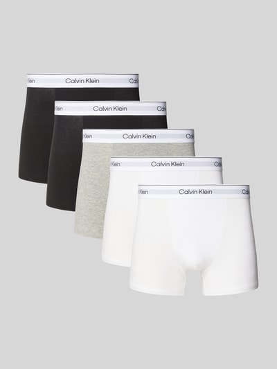 Produktfoto, Pant & Trunk aus Baumwoll-Mix im 5er-Pack von Calvin Klein Underwear, w odcieniach czerni, szarości i bieli, gładka tekstura