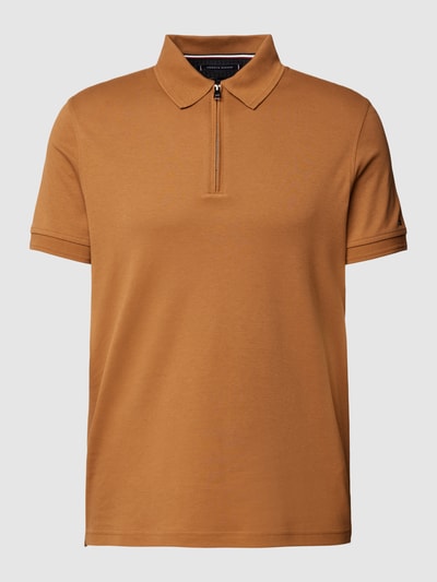 Tommy Hilfiger Tailored Slim fit poloshirt met korte ritssluiting Kaki - 2